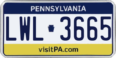 PA license plate LWL3665