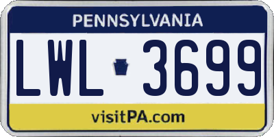 PA license plate LWL3699