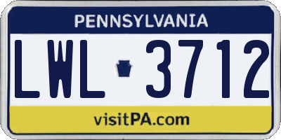 PA license plate LWL3712