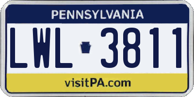 PA license plate LWL3811