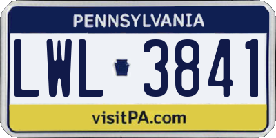PA license plate LWL3841