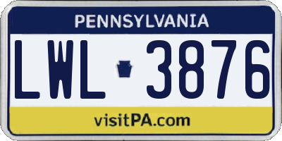 PA license plate LWL3876