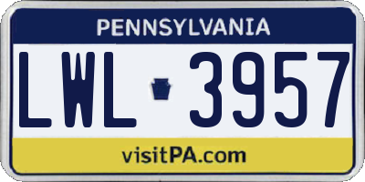 PA license plate LWL3957