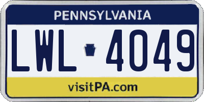PA license plate LWL4049