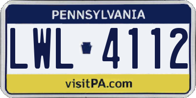 PA license plate LWL4112