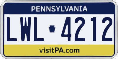 PA license plate LWL4212