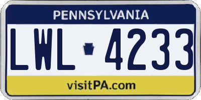 PA license plate LWL4233