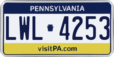PA license plate LWL4253