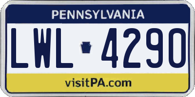 PA license plate LWL4290