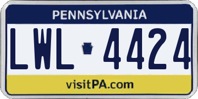 PA license plate LWL4424
