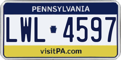 PA license plate LWL4597