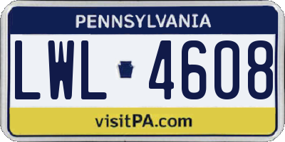 PA license plate LWL4608