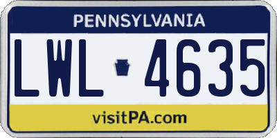 PA license plate LWL4635