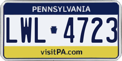 PA license plate LWL4723