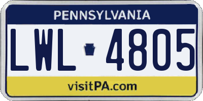 PA license plate LWL4805