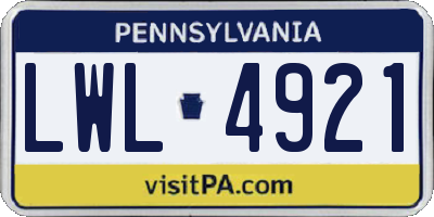 PA license plate LWL4921