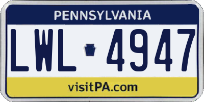 PA license plate LWL4947