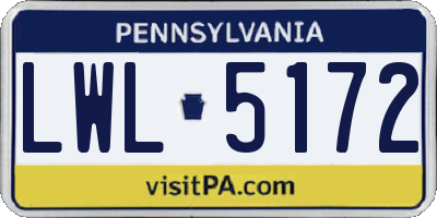 PA license plate LWL5172