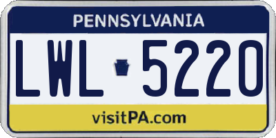 PA license plate LWL5220