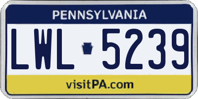 PA license plate LWL5239