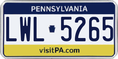 PA license plate LWL5265