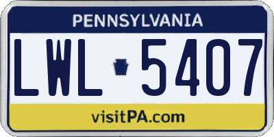 PA license plate LWL5407