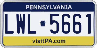 PA license plate LWL5661