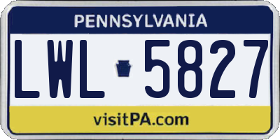 PA license plate LWL5827