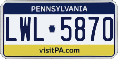 PA license plate LWL5870