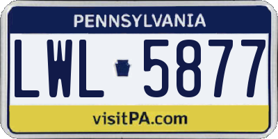 PA license plate LWL5877