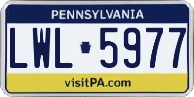 PA license plate LWL5977