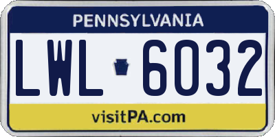 PA license plate LWL6032