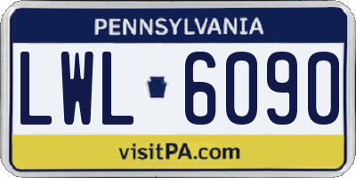 PA license plate LWL6090