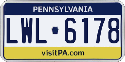 PA license plate LWL6178