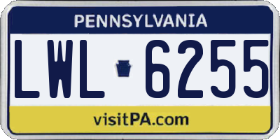 PA license plate LWL6255