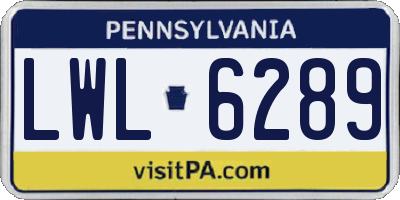 PA license plate LWL6289