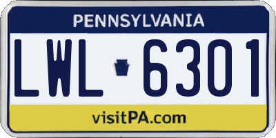 PA license plate LWL6301