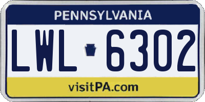 PA license plate LWL6302