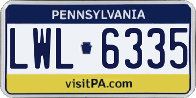 PA license plate LWL6335