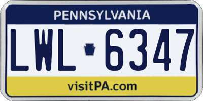 PA license plate LWL6347
