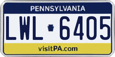 PA license plate LWL6405