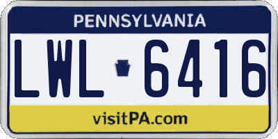 PA license plate LWL6416