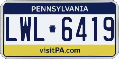 PA license plate LWL6419