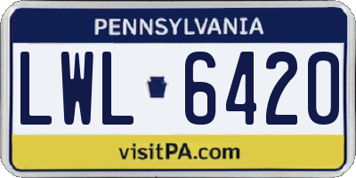 PA license plate LWL6420