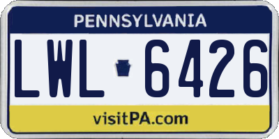 PA license plate LWL6426