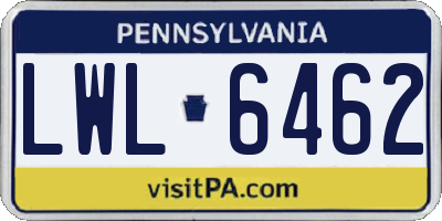 PA license plate LWL6462