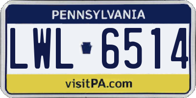 PA license plate LWL6514