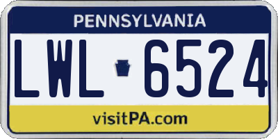 PA license plate LWL6524