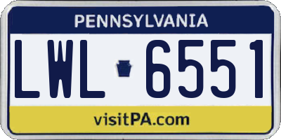PA license plate LWL6551