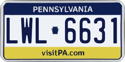 PA license plate LWL6631
